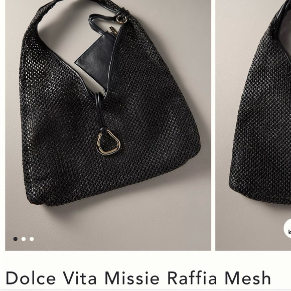 Dolce Vita Black Raffia Mesh Women's Tote - Picture 1 of 5